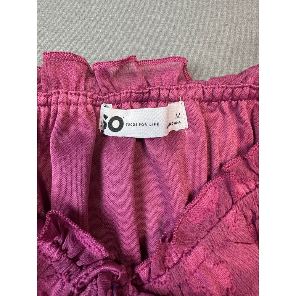 NWT* SO Magenta Pink Heart Clip Dot Babydoll Mini Dress Medium Handkerchief Hem - Picture 5 of 6